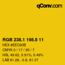 カラーコード: RGB 238.1 198.8 11 | qconv.com