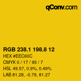 カラーコード: RGB 238.1 198.8 12 | qconv.com