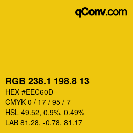 カラーコード: RGB 238.1 198.8 13 | qconv.com