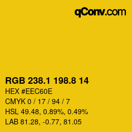 カラーコード: RGB 238.1 198.8 14 | qconv.com