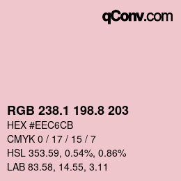 カラーコード: RGB 238.1 198.8 203 | qconv.com