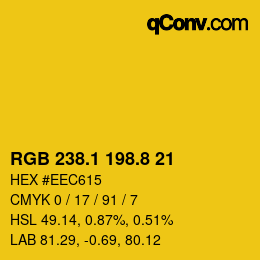 カラーコード: RGB 238.1 198.8 21 | qconv.com