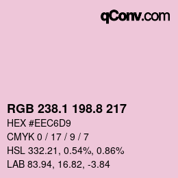 カラーコード: RGB 238.1 198.8 217 | qconv.com