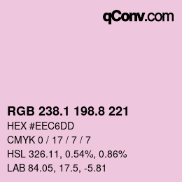 Color code: RGB 238.1 198.8 221 | qconv.com