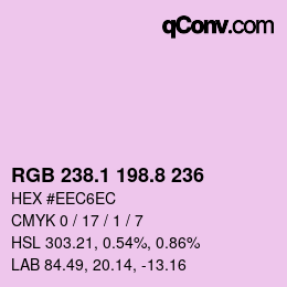 カラーコード: RGB 238.1 198.8 236 | qconv.com