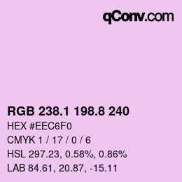 Color code: RGB 238.1 198.8 240 | qconv.com