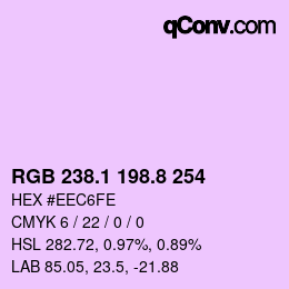 カラーコード: RGB 238.1 198.8 254 | qconv.com