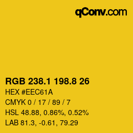 カラーコード: RGB 238.1 198.8 26 | qconv.com
