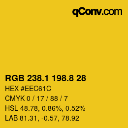 カラーコード: RGB 238.1 198.8 28 | qconv.com