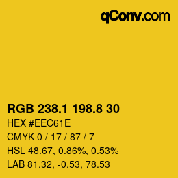 カラーコード: RGB 238.1 198.8 30 | qconv.com