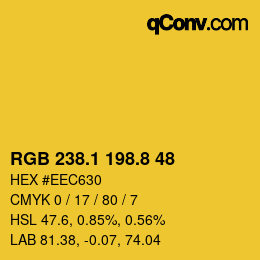 カラーコード: RGB 238.1 198.8 48 | qconv.com