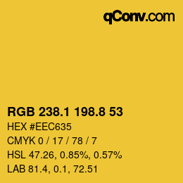 カラーコード: RGB 238.1 198.8 53 | qconv.com
