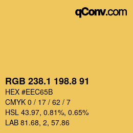 カラーコード: RGB 238.1 198.8 91 | qconv.com