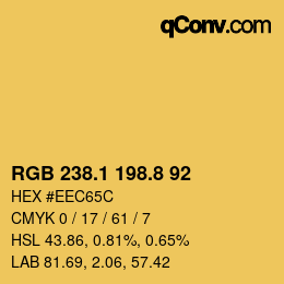 カラーコード: RGB 238.1 198.8 92 | qconv.com