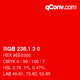 カラーコード: RGB 238.1 3 0 | qconv.com