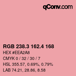 カラーコード: RGB 238.3 162.4 168 | qconv.com