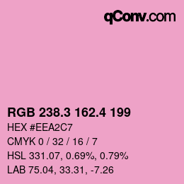 カラーコード: RGB 238.3 162.4 199 | qconv.com