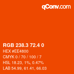 カラーコード: RGB 238.3 72.4 0 | qconv.com