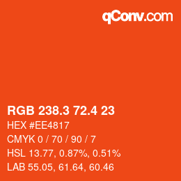 カラーコード: RGB 238.3 72.4 23 | qconv.com