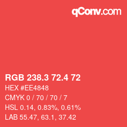 カラーコード: RGB 238.3 72.4 72 | qconv.com