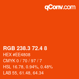 カラーコード: RGB 238.3 72.4 8 | qconv.com