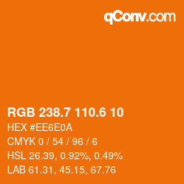 カラーコード: RGB 238.7 110.6 10 | qconv.com
