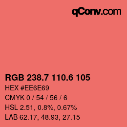 カラーコード: RGB 238.7 110.6 105 | qconv.com