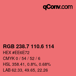 カラーコード: RGB 238.7 110.6 114 | qconv.com
