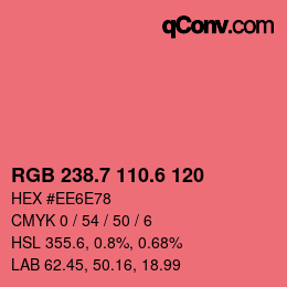 カラーコード: RGB 238.7 110.6 120 | qconv.com