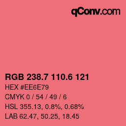 カラーコード: RGB 238.7 110.6 121 | qconv.com