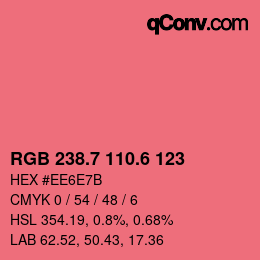 カラーコード: RGB 238.7 110.6 123 | qconv.com