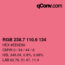カラーコード: RGB 238.7 110.6 134 | qconv.com
