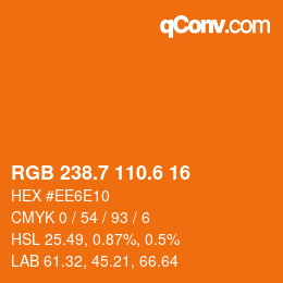 カラーコード: RGB 238.7 110.6 16 | qconv.com