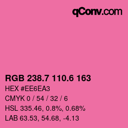 カラーコード: RGB 238.7 110.6 163 | qconv.com