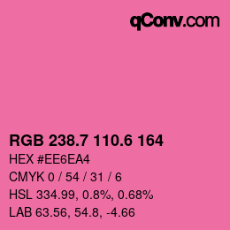 カラーコード: RGB 238.7 110.6 164 | qconv.com
