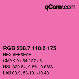 カラーコード: RGB 238.7 110.6 175 | qconv.com