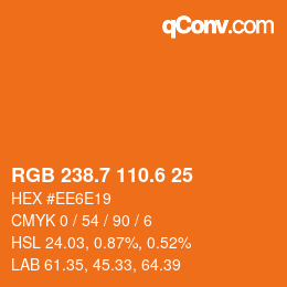 カラーコード: RGB 238.7 110.6 25 | qconv.com