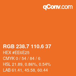 カラーコード: RGB 238.7 110.6 37 | qconv.com