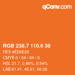 カラーコード: RGB 238.7 110.6 38 | qconv.com