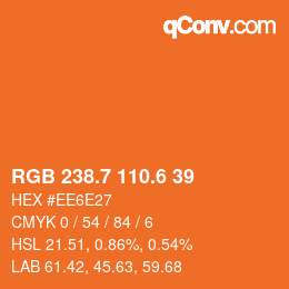 カラーコード: RGB 238.7 110.6 39 | qconv.com