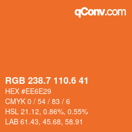 カラーコード: RGB 238.7 110.6 41 | qconv.com