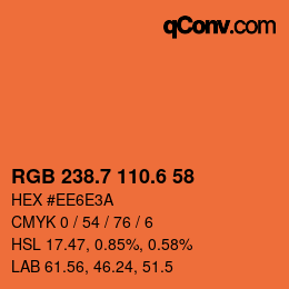 カラーコード: RGB 238.7 110.6 58 | qconv.com