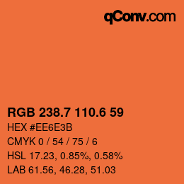 カラーコード: RGB 238.7 110.6 59 | qconv.com
