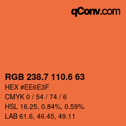 カラーコード: RGB 238.7 110.6 63 | qconv.com