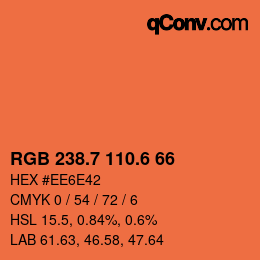 カラーコード: RGB 238.7 110.6 66 | qconv.com