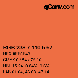 カラーコード: RGB 238.7 110.6 67 | qconv.com