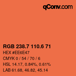 カラーコード: RGB 238.7 110.6 71 | qconv.com