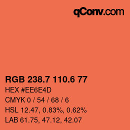 カラーコード: RGB 238.7 110.6 77 | qconv.com