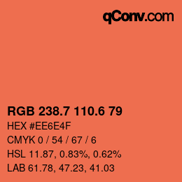 カラーコード: RGB 238.7 110.6 79 | qconv.com