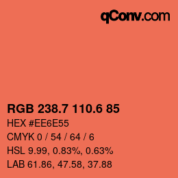 カラーコード: RGB 238.7 110.6 85 | qconv.com